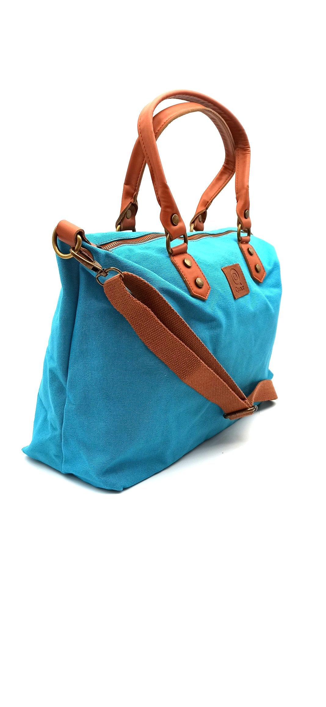 Baggy sac à bandoulière shopper unisexe en coton et cuir régénéré Qoolst pour femmes et hommes