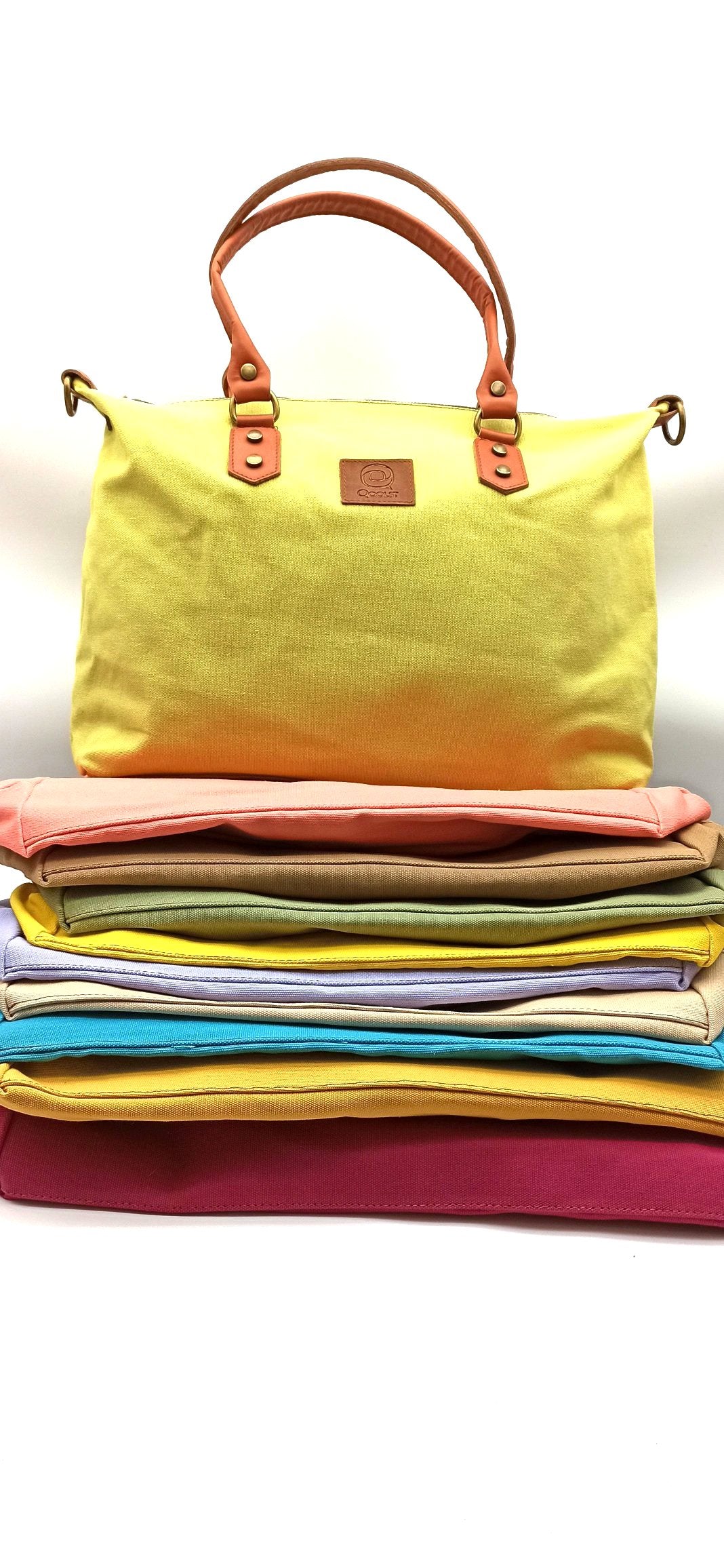 Baggy sac à bandoulière shopper unisexe en coton et cuir régénéré Qoolst pour femmes et hommes