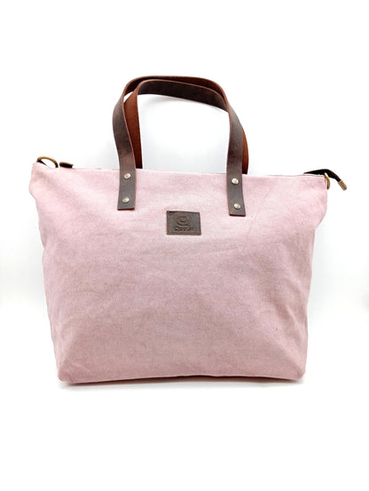 Bag for women and men hand and shoulder Shopper Trotter leather and cotton canvas Qoolst