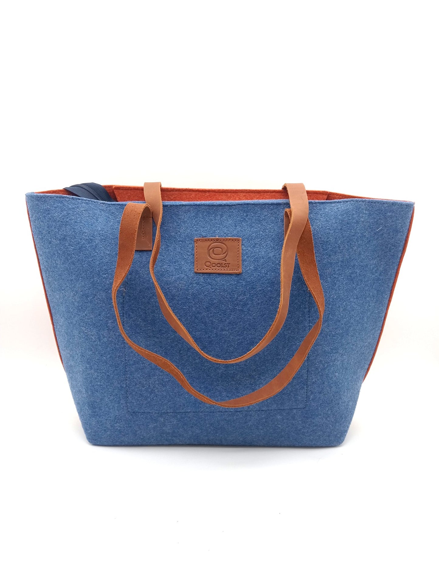 Women's shoulder and hand shopper bag Qoolst Bicolor Recycled Felt 