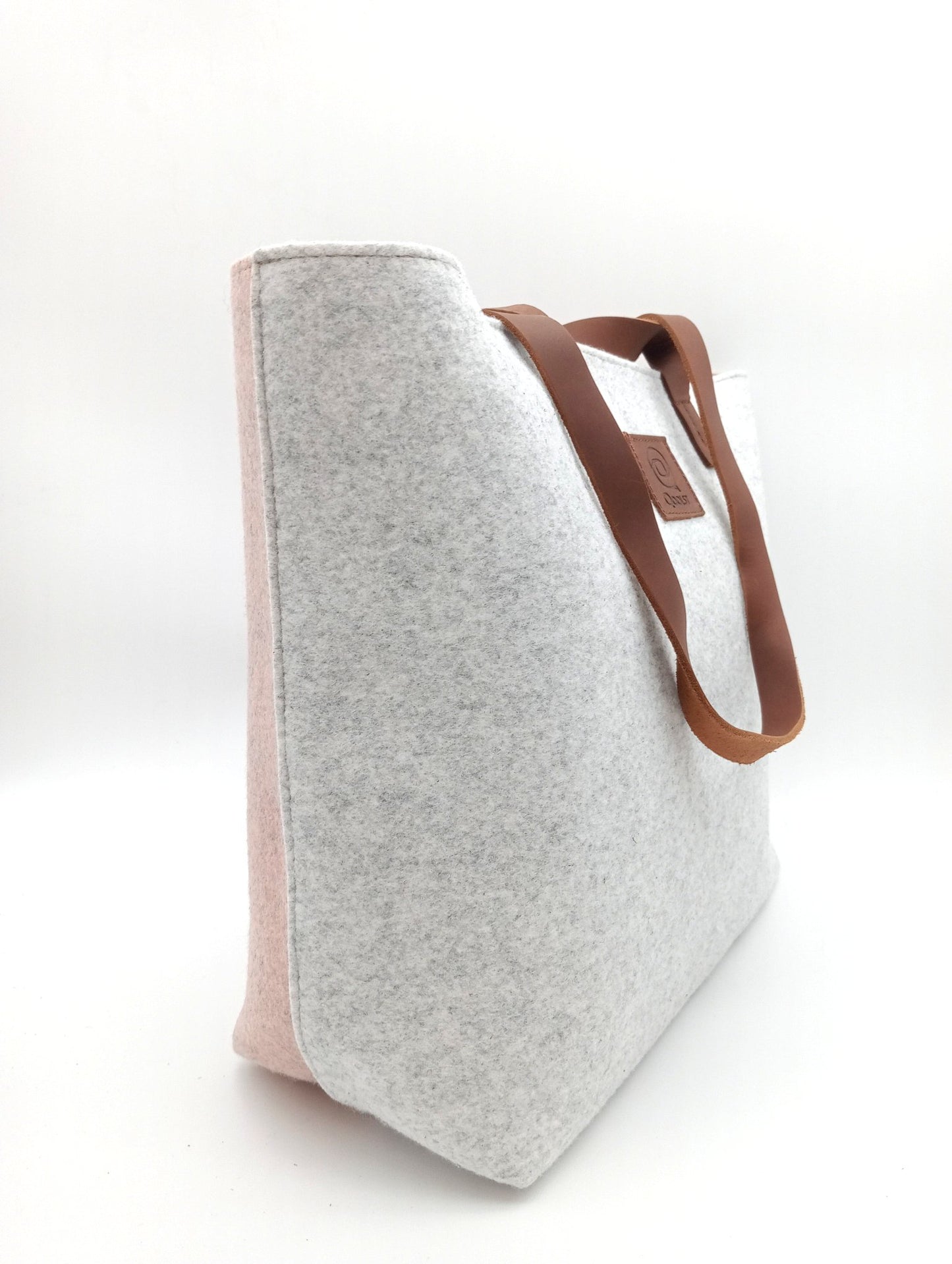 Women's shoulder and hand shopper bag Qoolst Bicolor Recycled Felt 