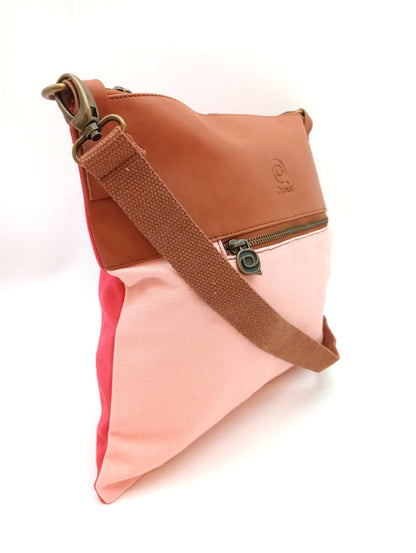 Candy Qoolst two-tone cotton and regenerated leather shoulder bag for women and men