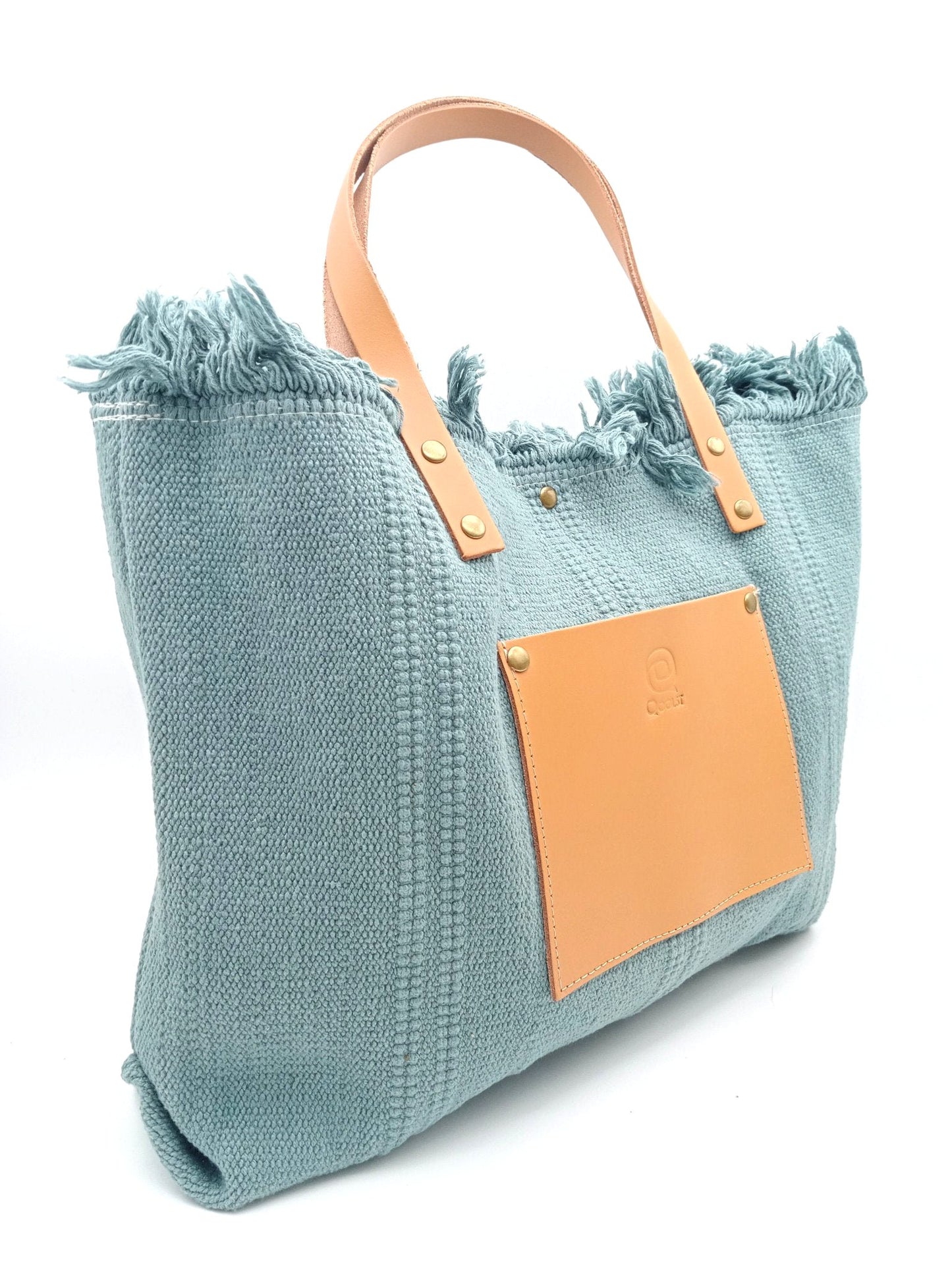 Women's Cotton Shoulder and Handbag Qoolst Shopper with Leather Pocket XL