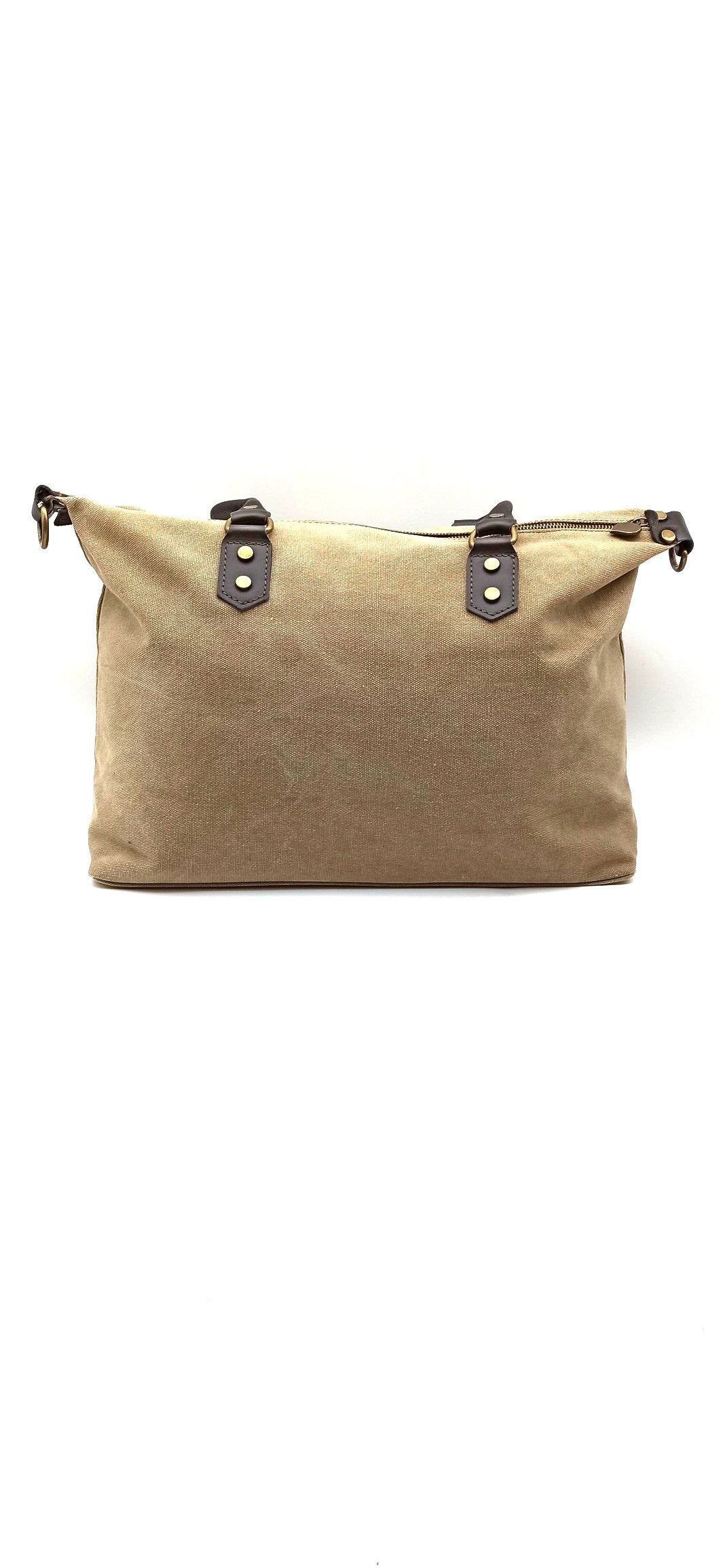 Baggy cotton and leather unisex Qoolst women's and men's shopper shoulder bag