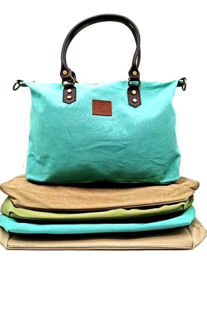 Baggy sac à bandoulière shopper unisexe en coton et cuir Qoolst pour femmes et hommes